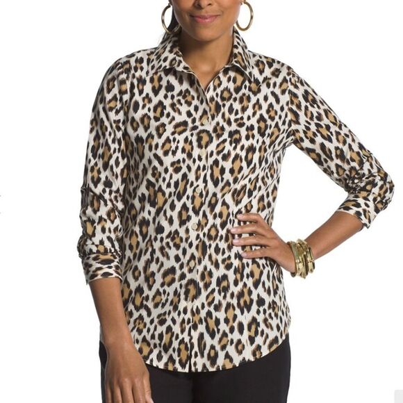 Chico’s Effortless Love Leopard Lisa Shirt - Picture 1 of 6